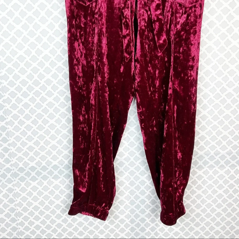 NWT Jolt The Lounge Act Burgundy Velour Belted Joggers Pant